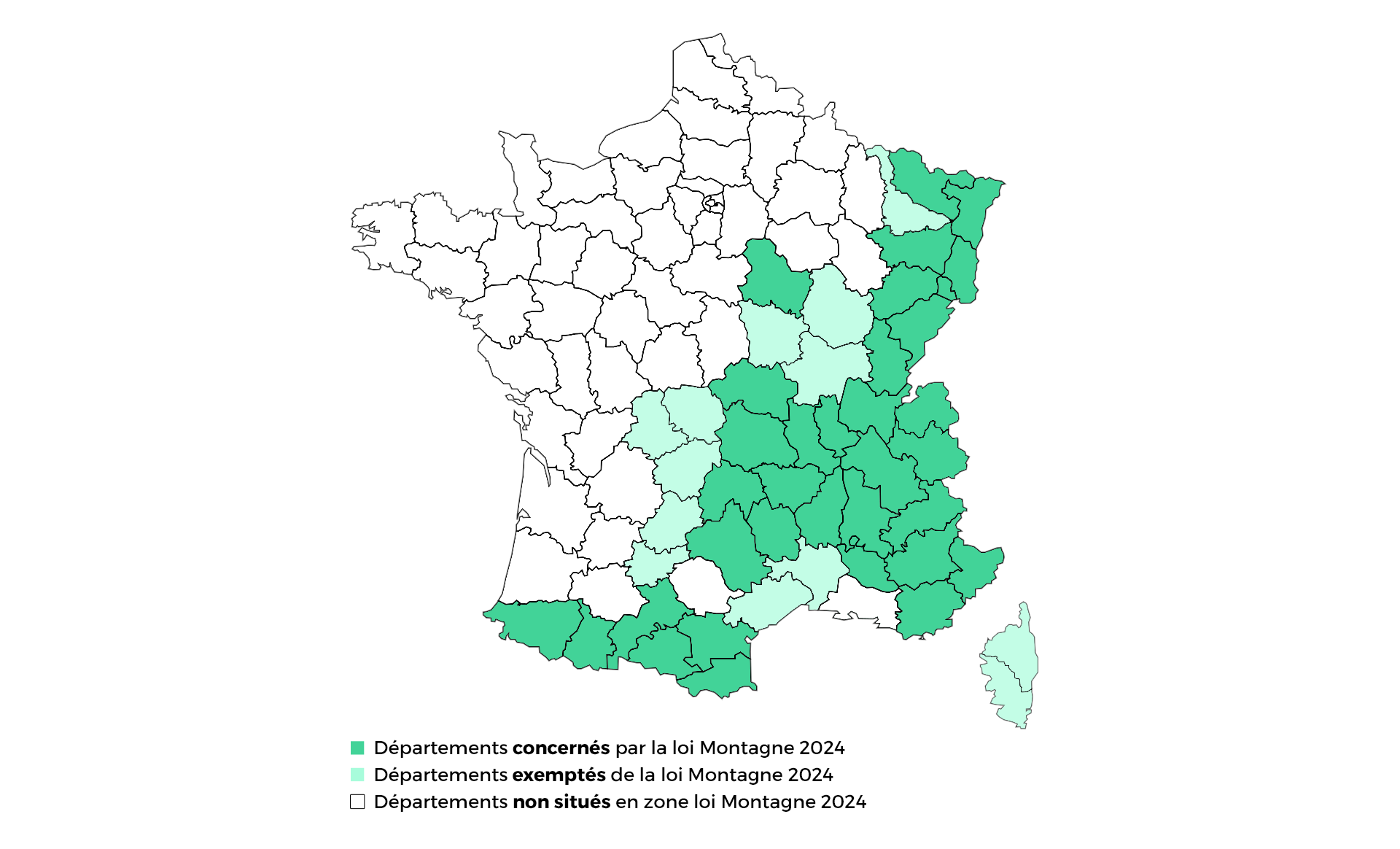 Carte des départements concernés par la loi montagne 2025