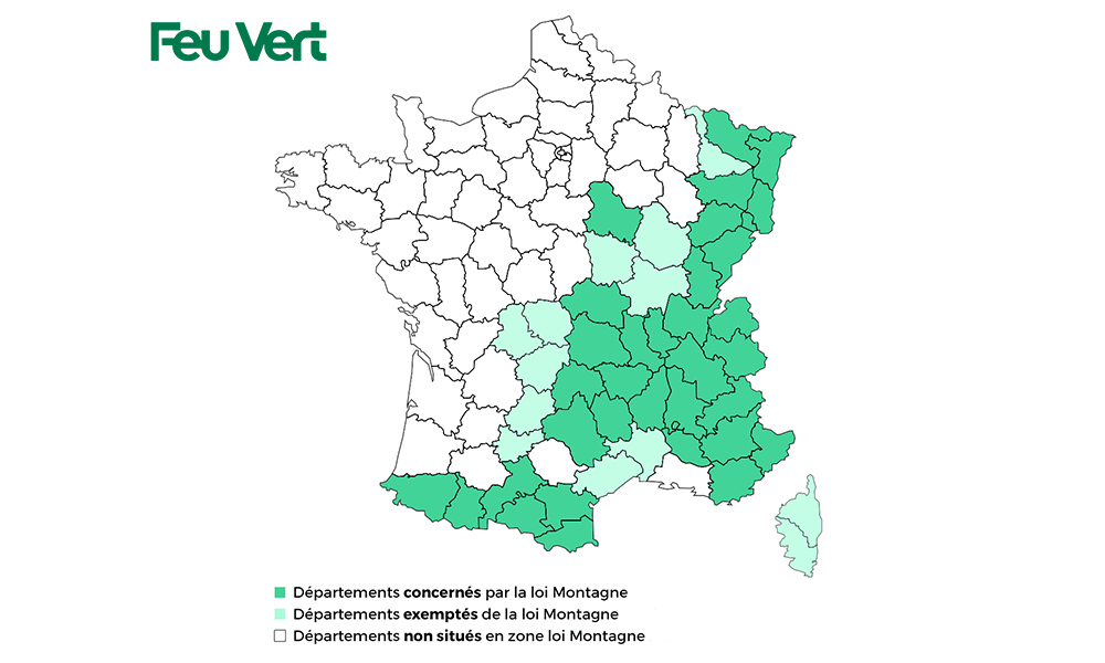 Carte des départements concernés par la loi montagne