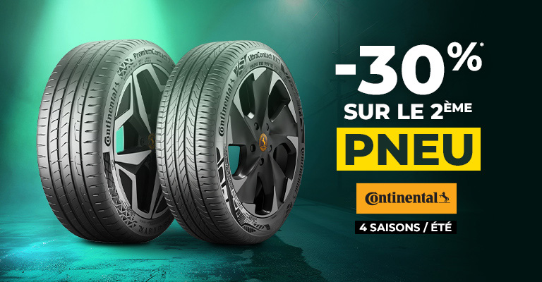 1 pneu acheté = -30% sur le 2ème CONTINENTAL